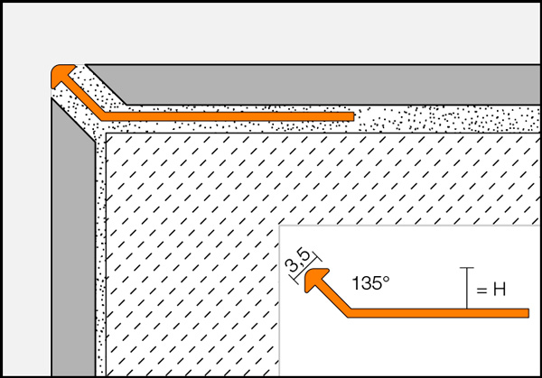 profilo di bordo sottile in alluminio laccato testurizzato FINEC-TS