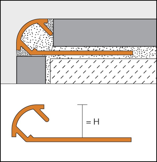 Profilo di bordo arrotondato in alluminio laccati - RONDEC-AC