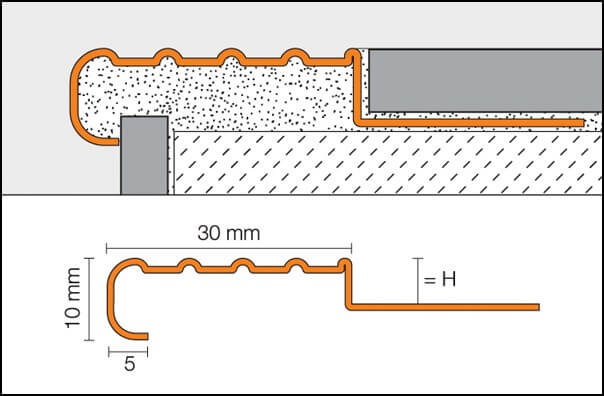 Profili per gradini in acciaio inossidabile antiscivolo TREP-E