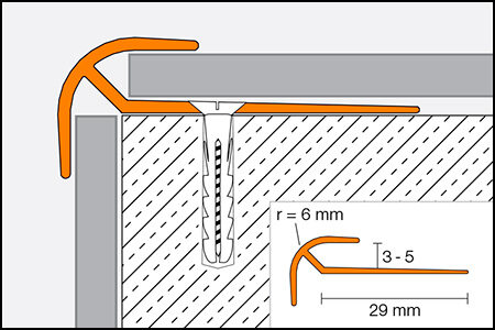 Profilo a bordo rotondo per pavimentazione vinilica VINPRO-RO
