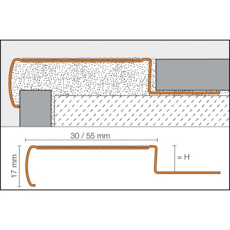 Profiles for r10 stainless steel wide anti-slip steps model TREP-GL-B